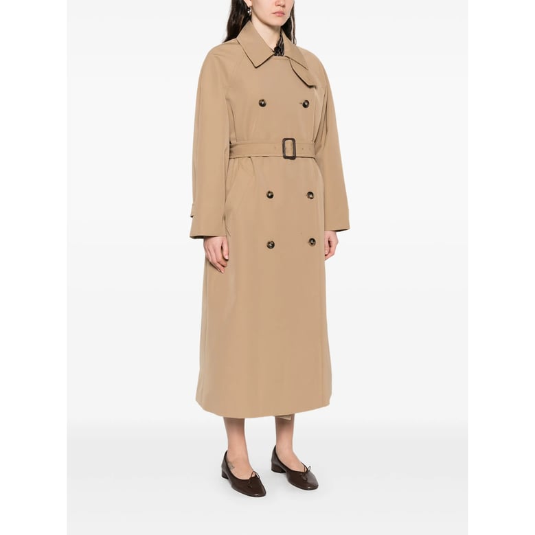 beige double breasted rainwear with belt by Selfnex