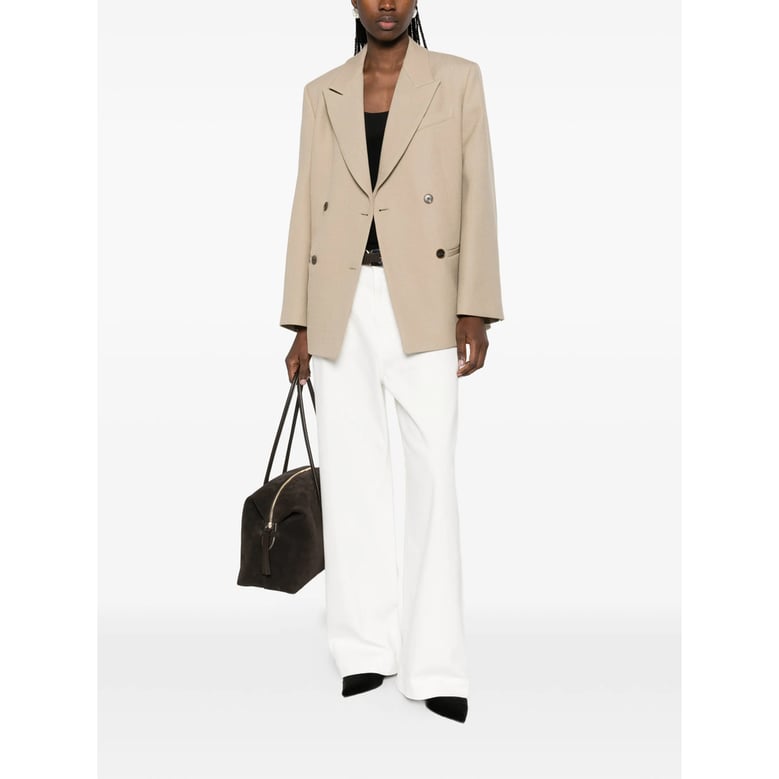 beige double-breasted jacket with flap pockets by Selfnex