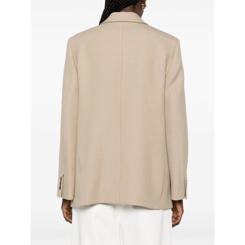 beige double-breasted jacket with flap pockets by Selfnex