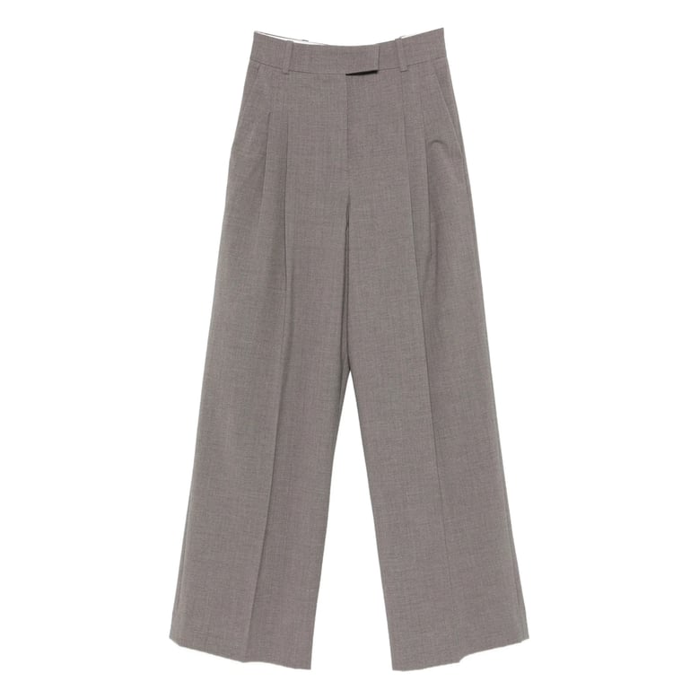 gray wide leg pleated pants by Selfnex