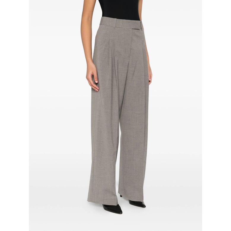 gray wide leg pleated pants by Selfnex