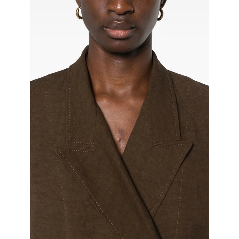 chestnut brown peak lapels blazer by Selfnex