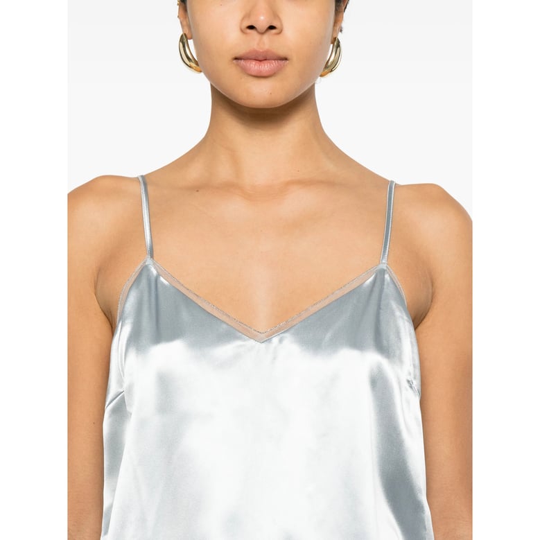 light blue v-neck top by Selfnex