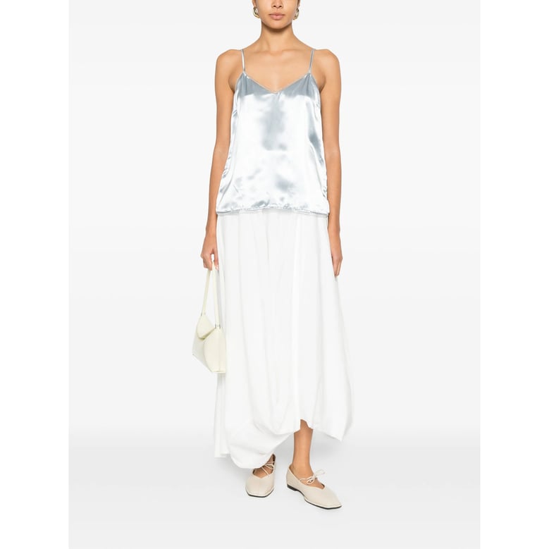 light blue v-neck top by Selfnex