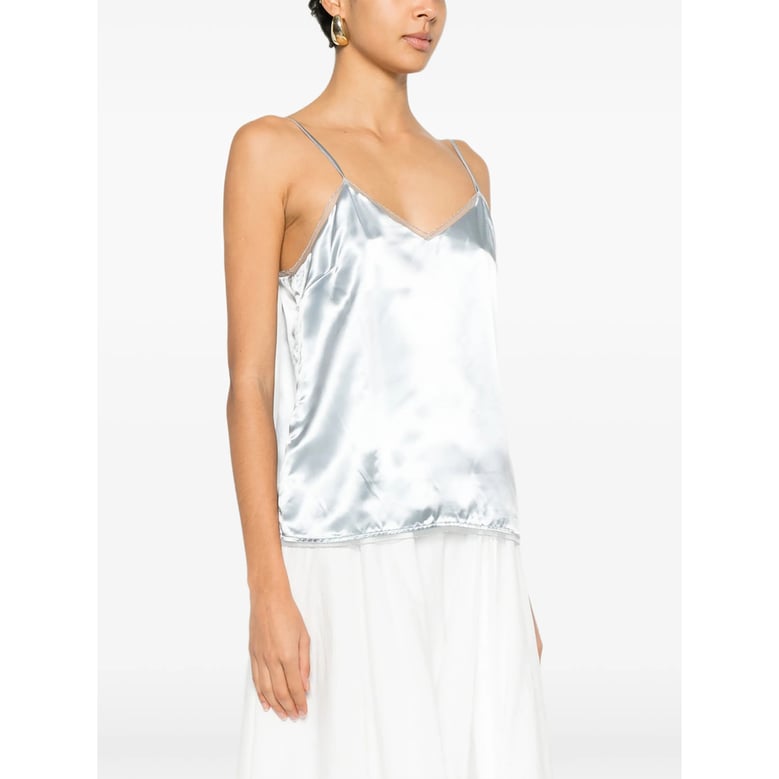 light blue v-neck top by Selfnex