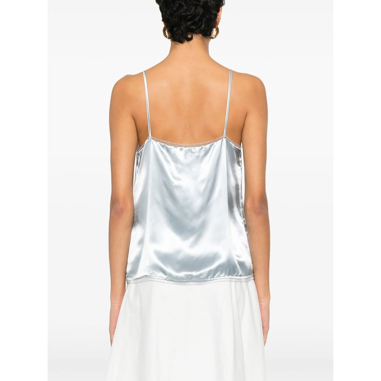 light blue v-neck top by Selfnex