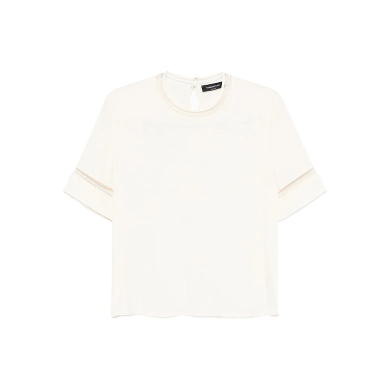 ivory round neck top with keyhole detail by Selfnex