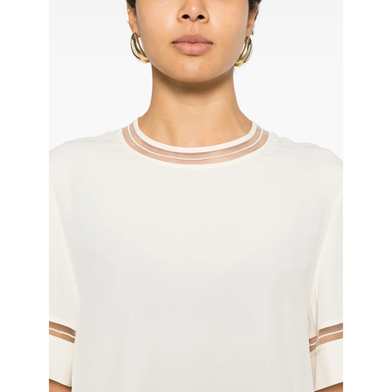 ivory round neck top with keyhole detail by Selfnex
