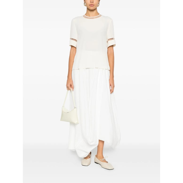 ivory round neck top with keyhole detail by Selfnex