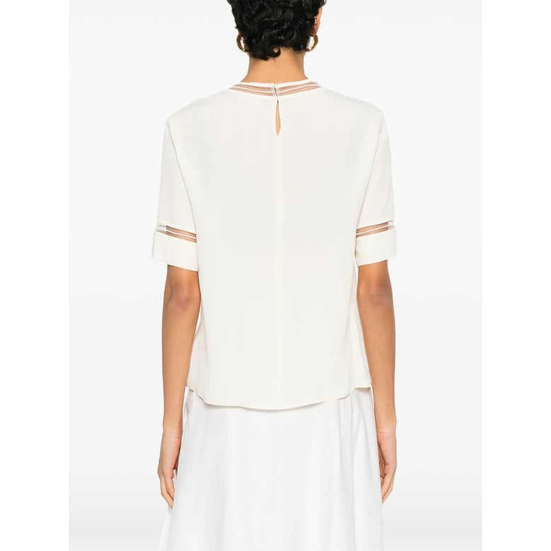 ivory round neck top with keyhole detail by Selfnex