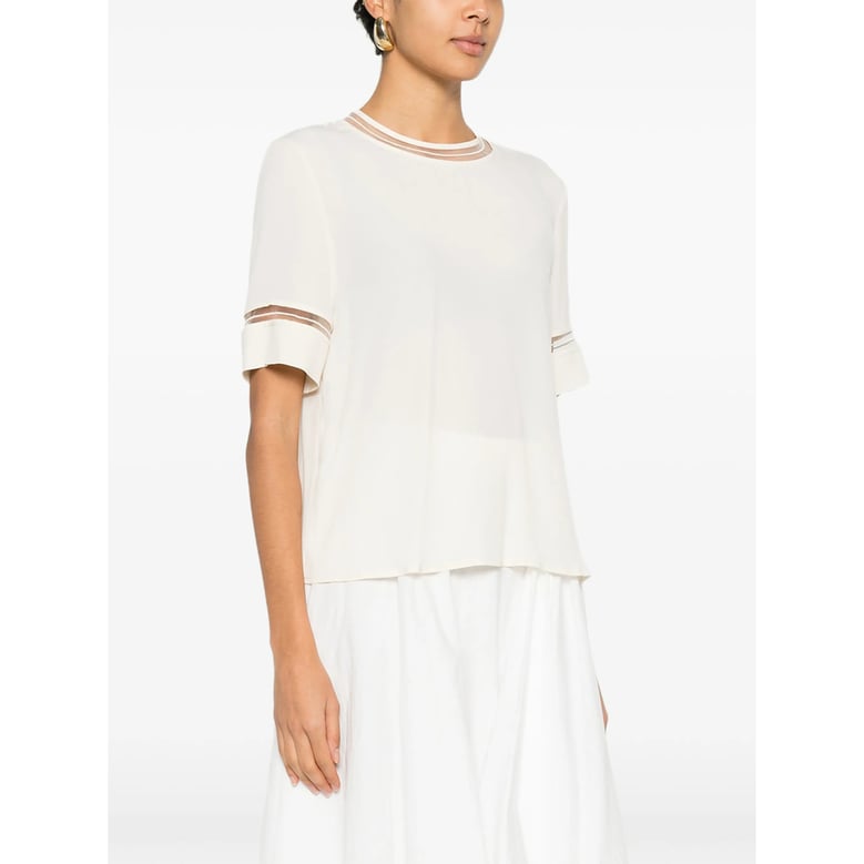 ivory round neck top with keyhole detail by Selfnex