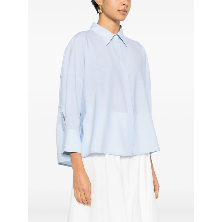 light blue concealed button fastening shirt by Selfnex