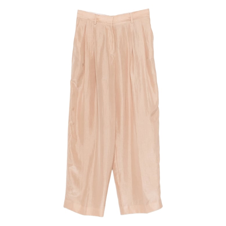 pleated cropped trousers with belt loops by Selfnex