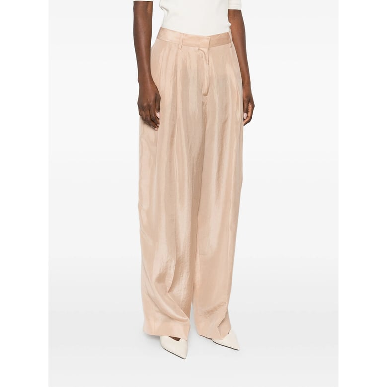 pleated cropped trousers with belt loops by Selfnex