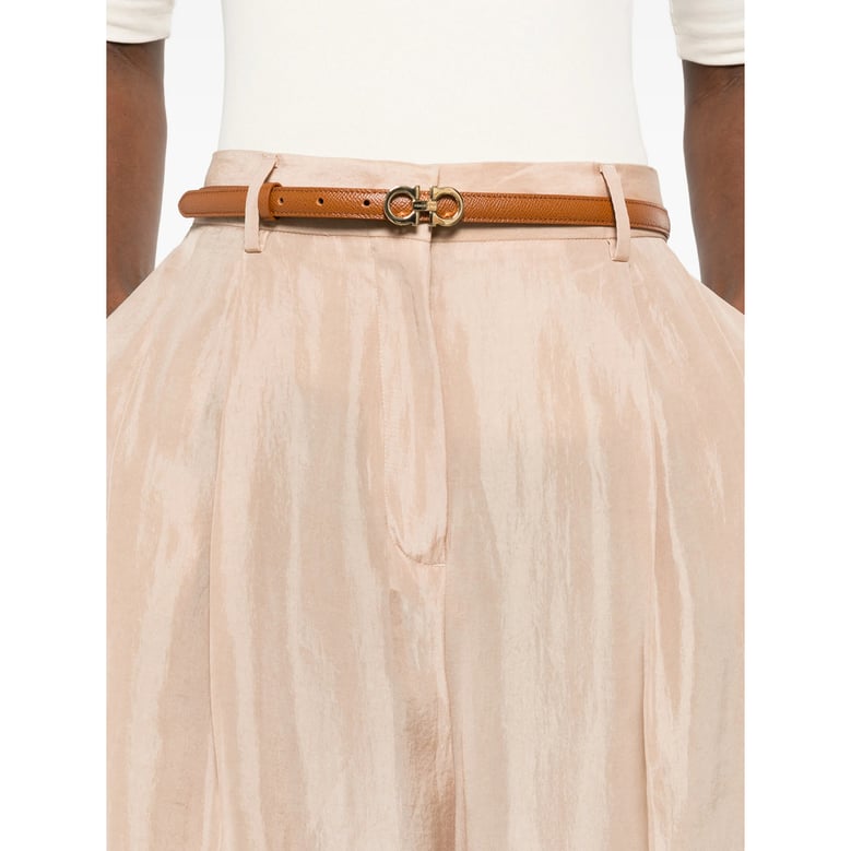 pleated cropped trousers with belt loops by Selfnex