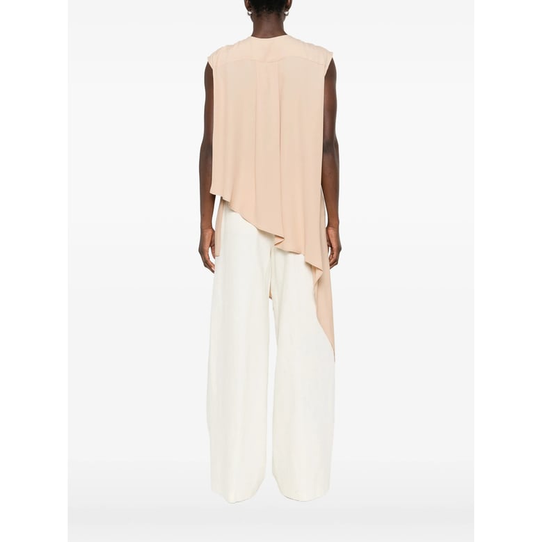 beige asymmetric hem sleeveless top by Selfnex