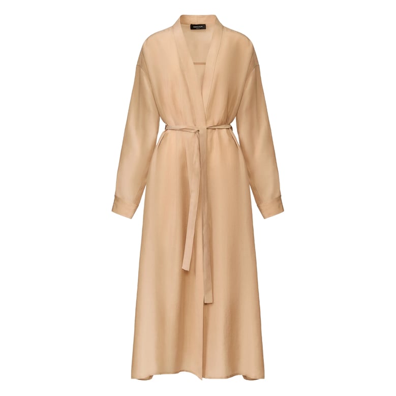 light brown belt shirt with drawstring waist by Selfnex