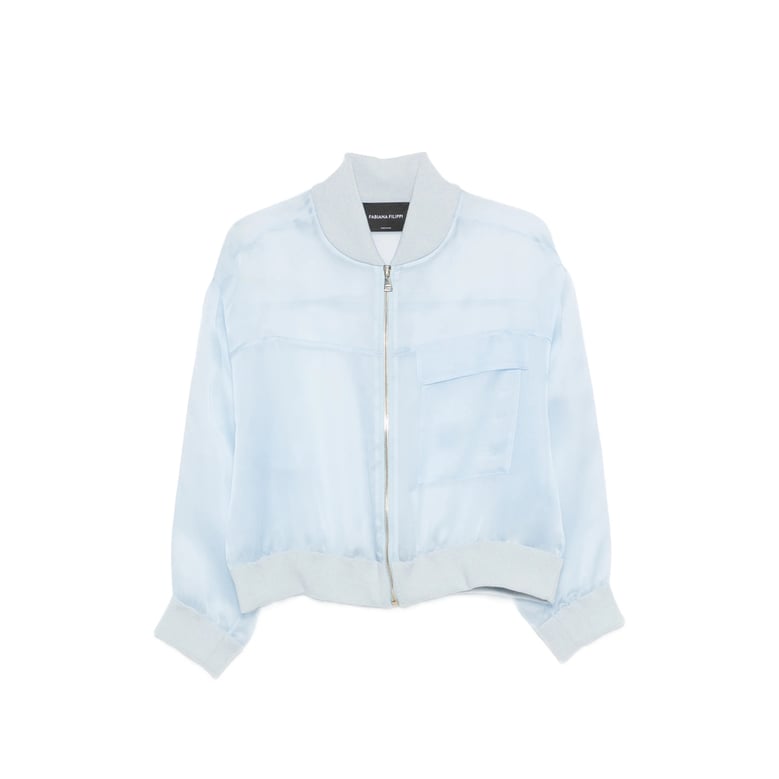 light blue outerwear with ribbed trims by Selfnex