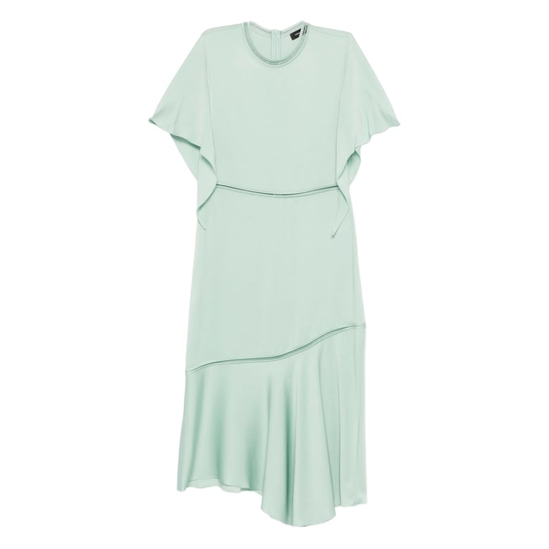 gathered detail round neck dress by Selfnex