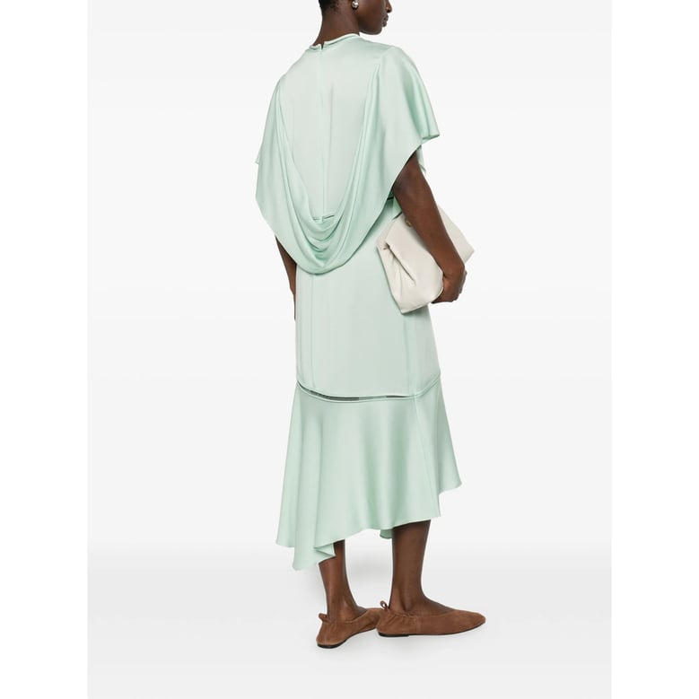 gathered detail round neck dress by Selfnex