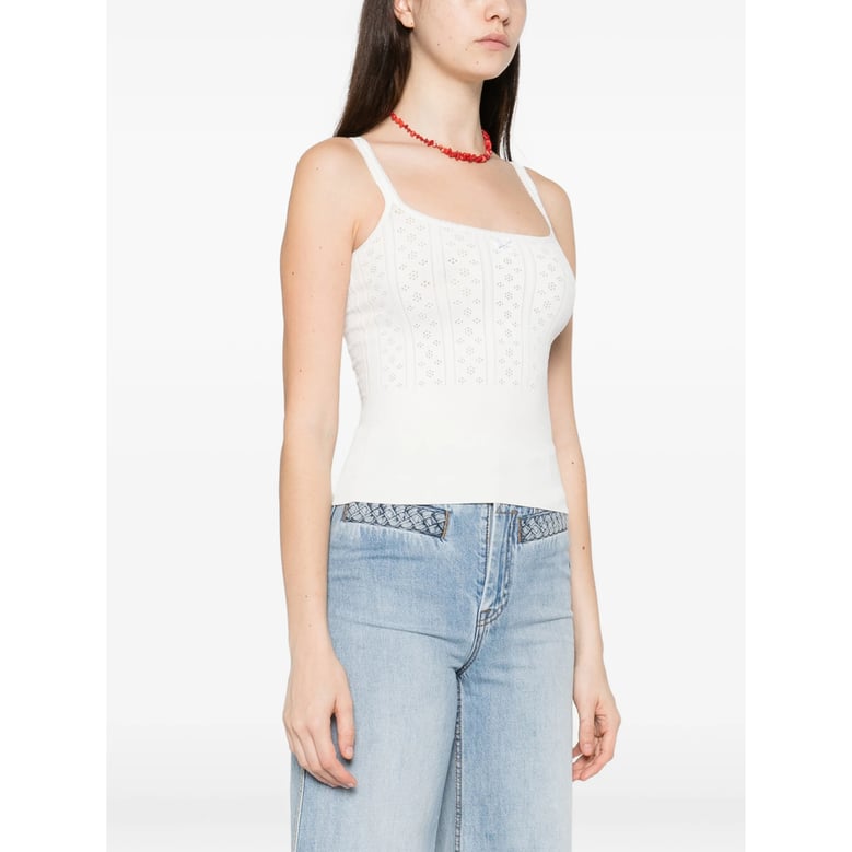 off-white square neck sleeveless top by Selfnex