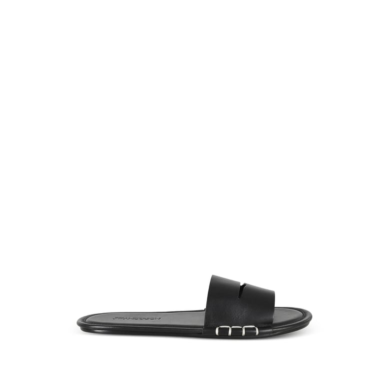 black calf leather cut-out shoes by Selfnex