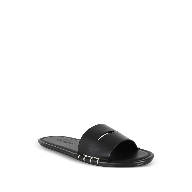black calf leather cut-out shoes by Selfnex