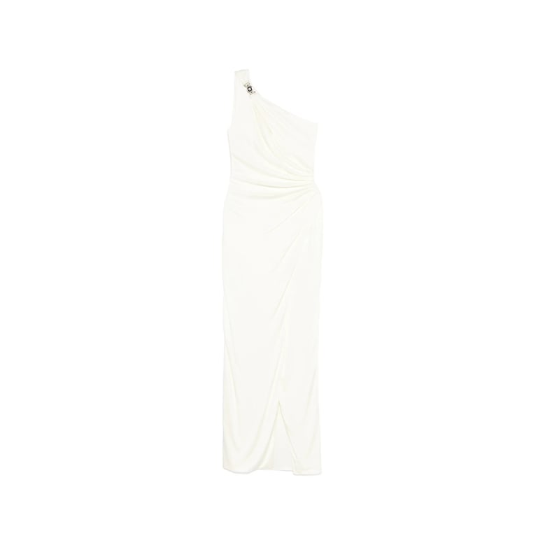 one-shoulder draped evening dress by Selfnex