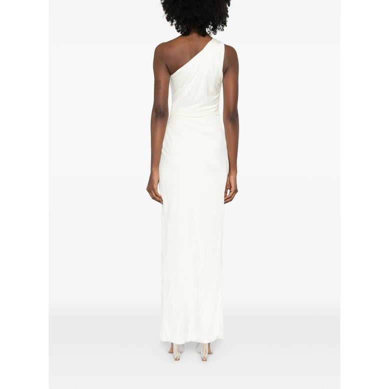 one-shoulder draped evening dress by Selfnex