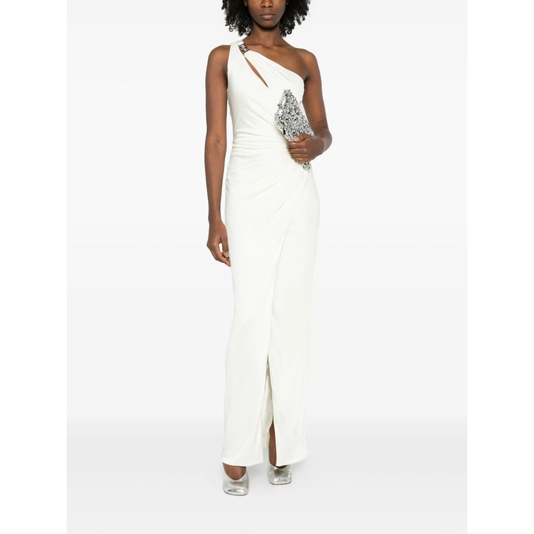 one-shoulder draped evening dress by Selfnex