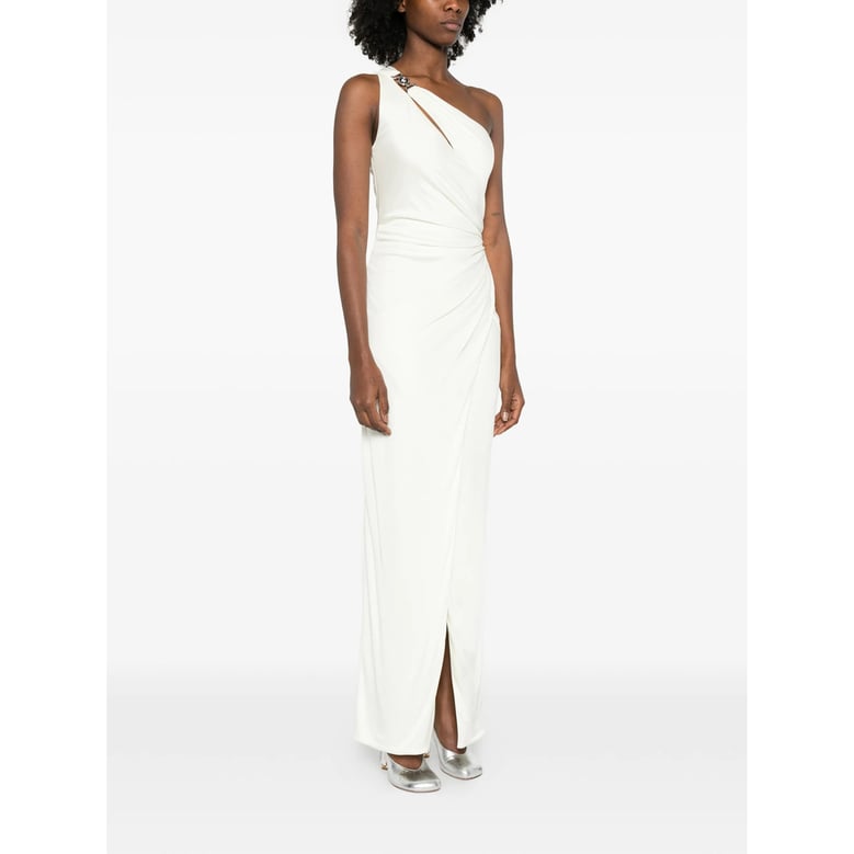 one-shoulder draped evening dress by Selfnex
