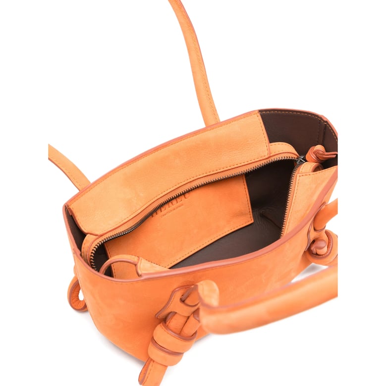 orange top handle knot detail bag by Selfnex