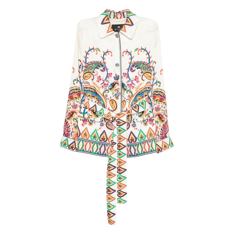 white paisley print outerwear by Selfnex