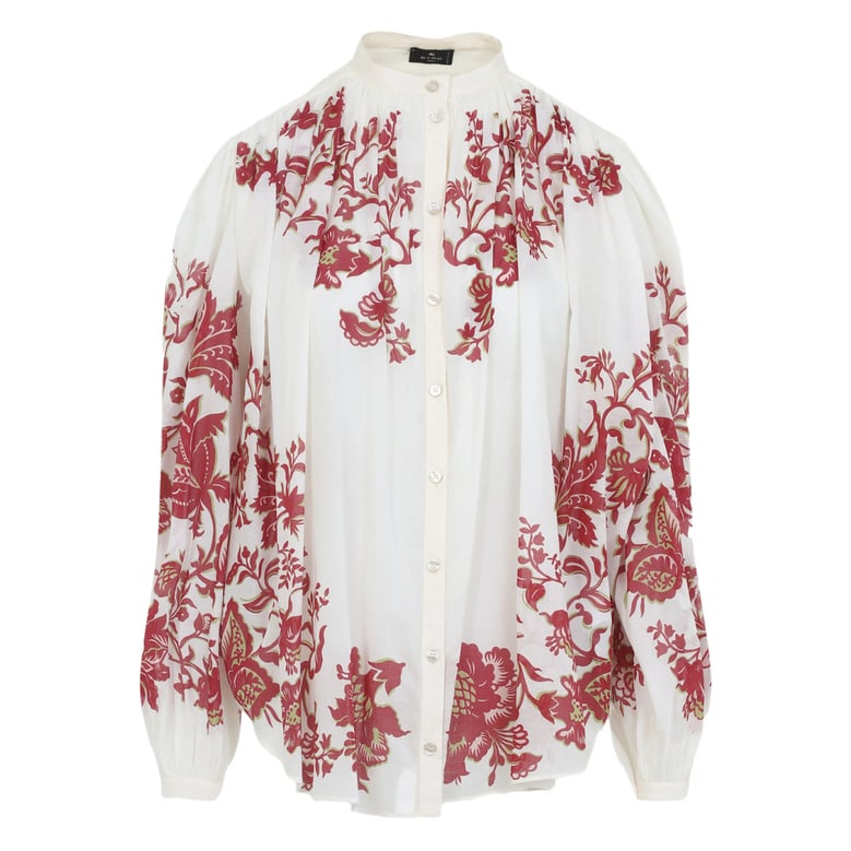 floral print high neck shirt by Selfnex