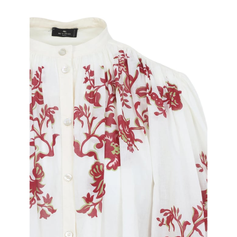 floral print high neck shirt by Selfnex