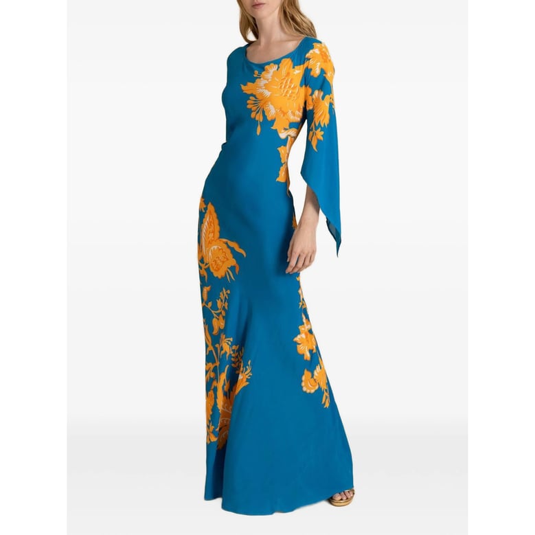 dress blue floral silk by Selfnex