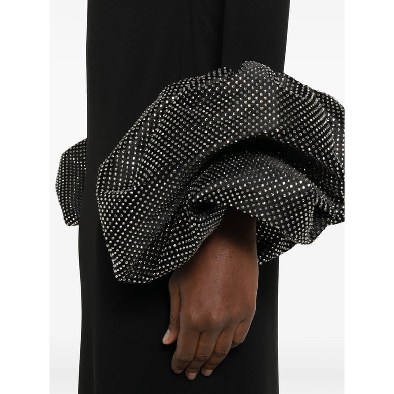 high neck black ruffled dress by Selfnex