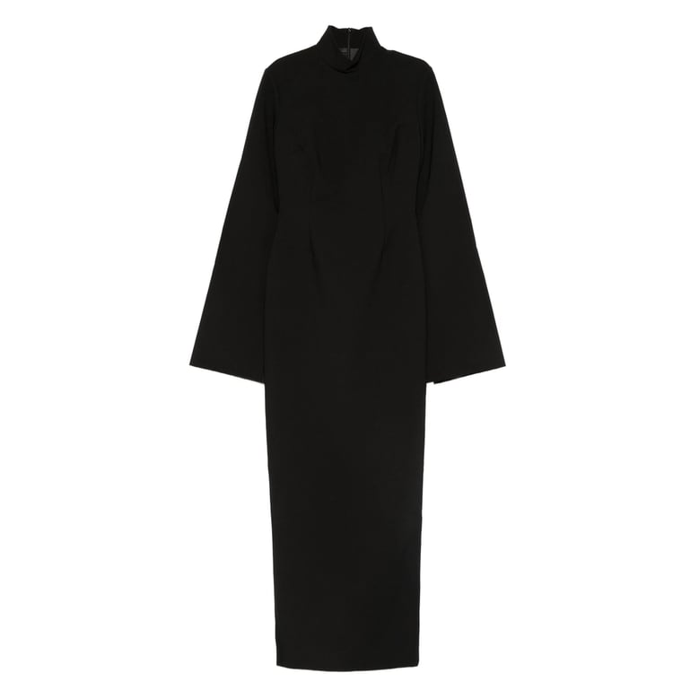 black funnel neck dress by Selfnex
