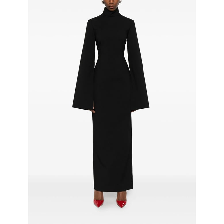 black funnel neck dress by Selfnex