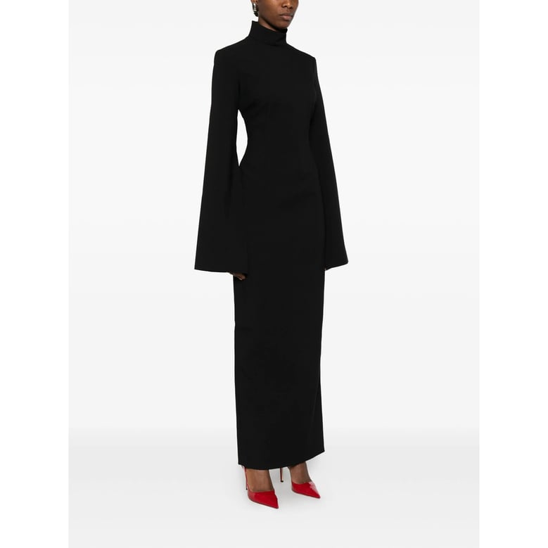 black funnel neck dress by Selfnex