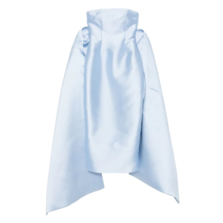 ice blue strapless dress with rear slit by Selfnex
