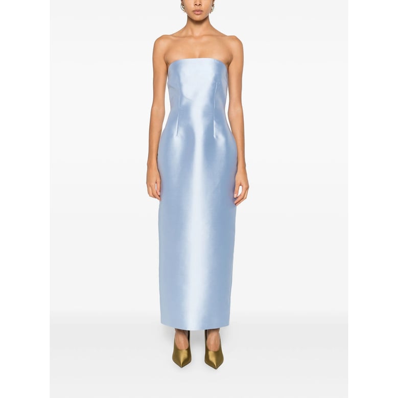 ice blue strapless dress with rear slit by Selfnex
