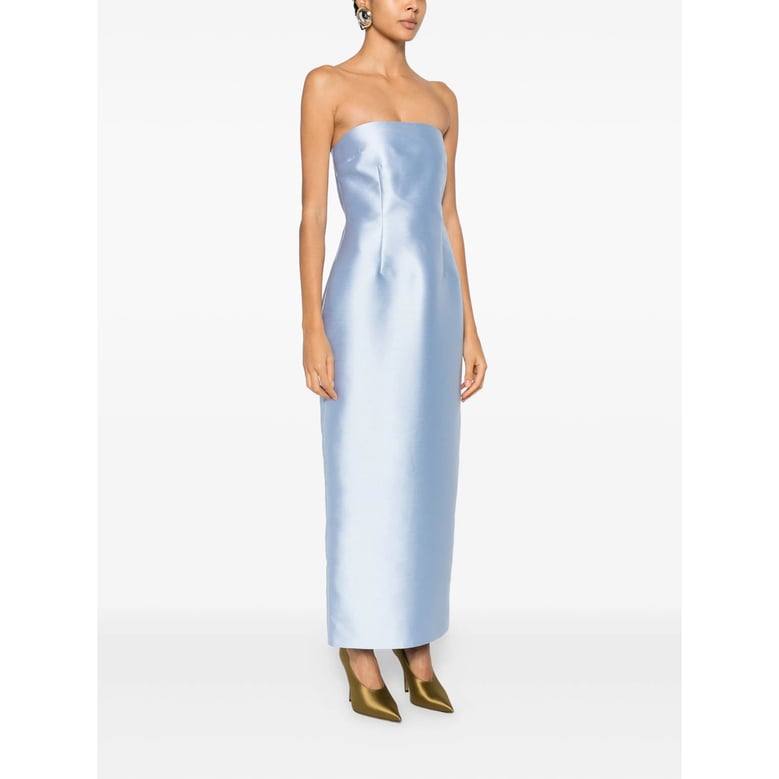 ice blue strapless dress with rear slit by Selfnex