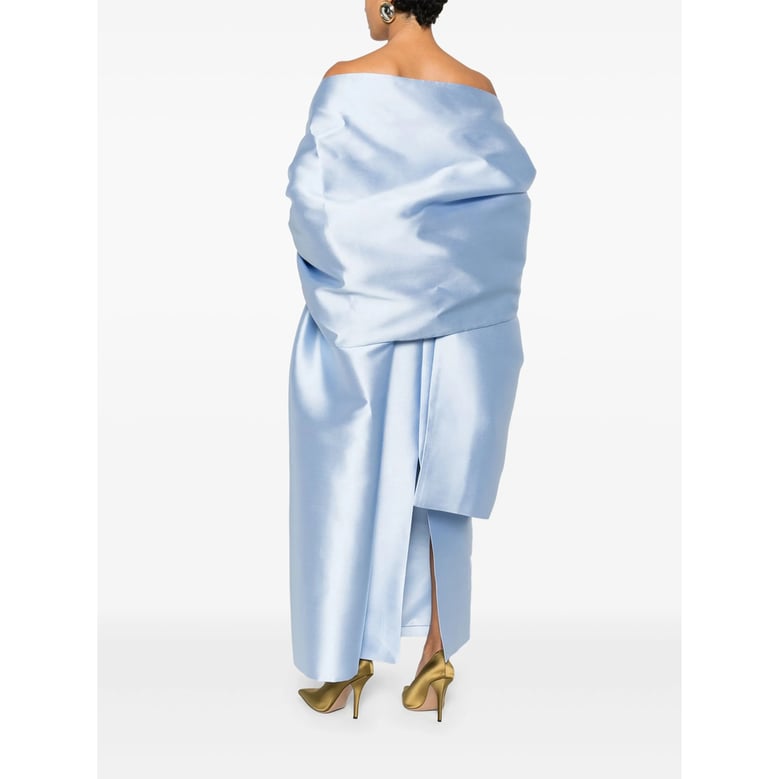 ice blue strapless dress with rear slit by Selfnex