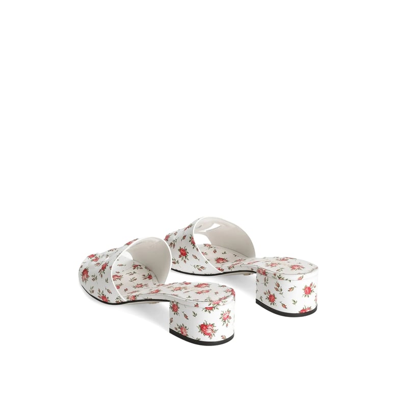 block heel shoes white/red floral print by Selfnex
