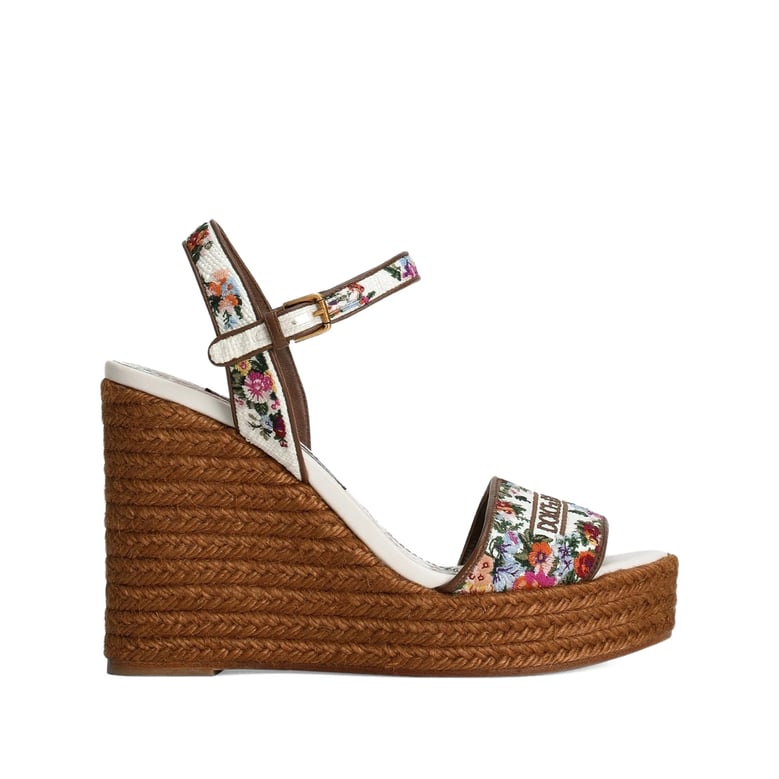 wedge ankle boots white floral by Selfnex