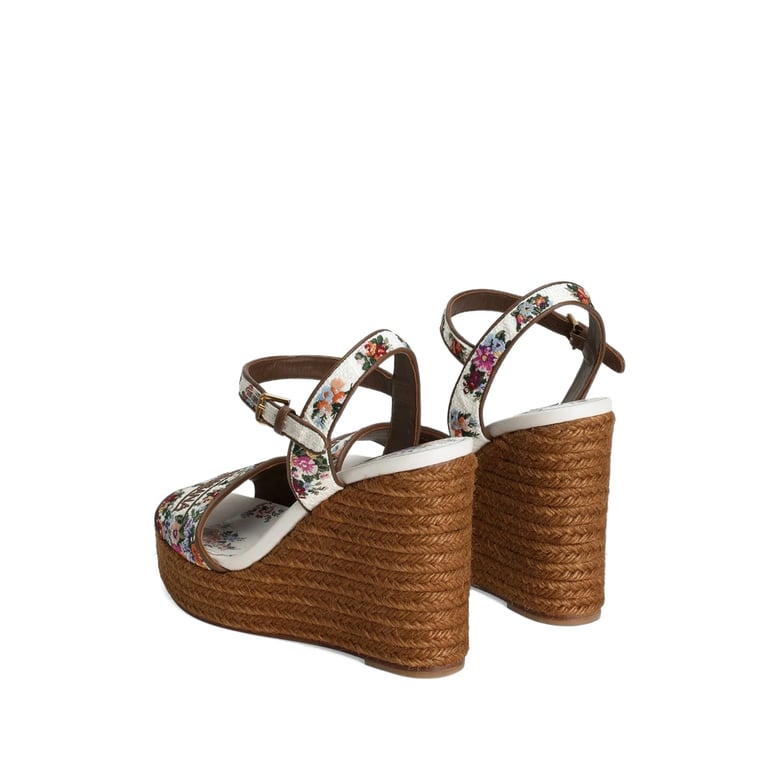 wedge ankle boots white floral by Selfnex