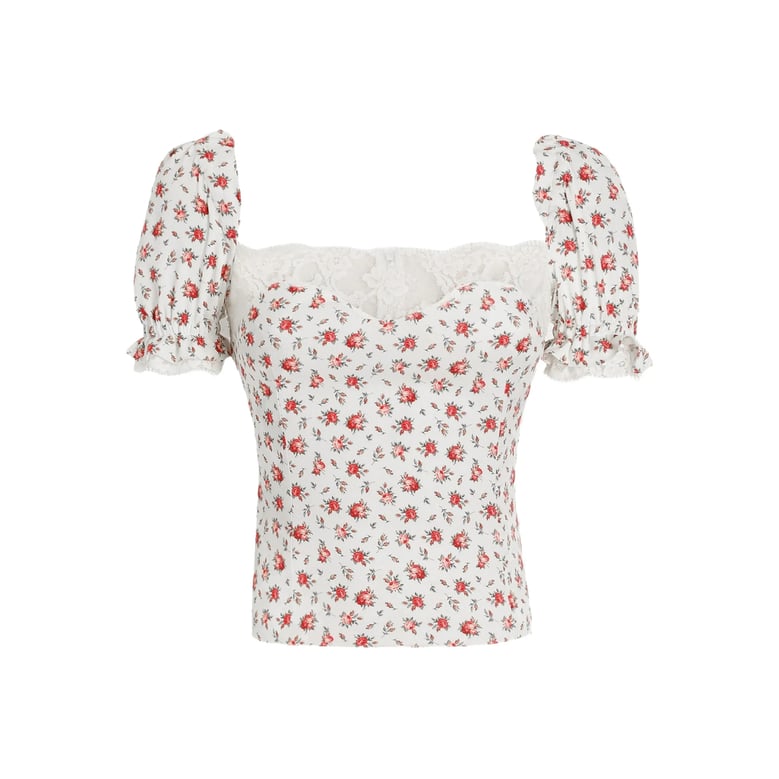 shirt with lace trim white by Selfnex