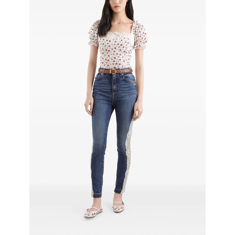 shirt with lace trim white by Selfnex