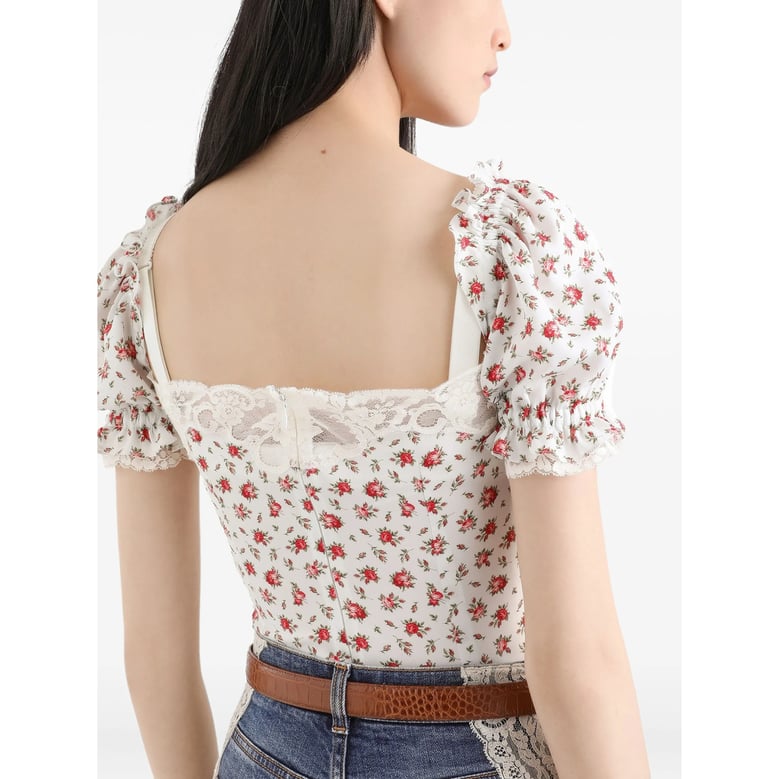 shirt with lace trim white by Selfnex